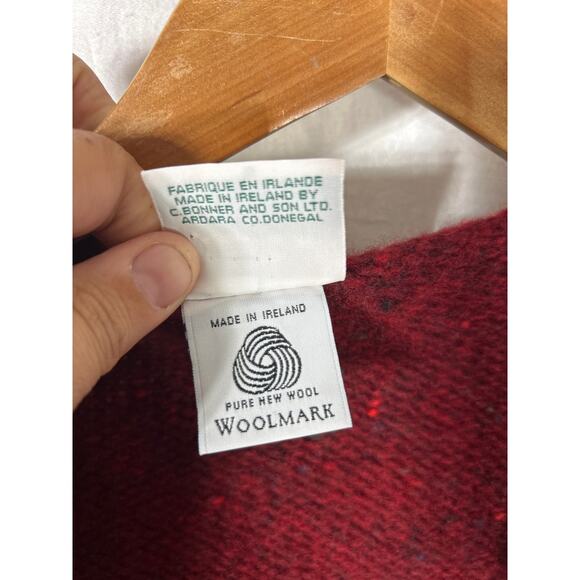 Bonner Of Ireland Poncho Purple Burgundy Speckled Cable Knit Small Cape Irish - Picture 6 of 10